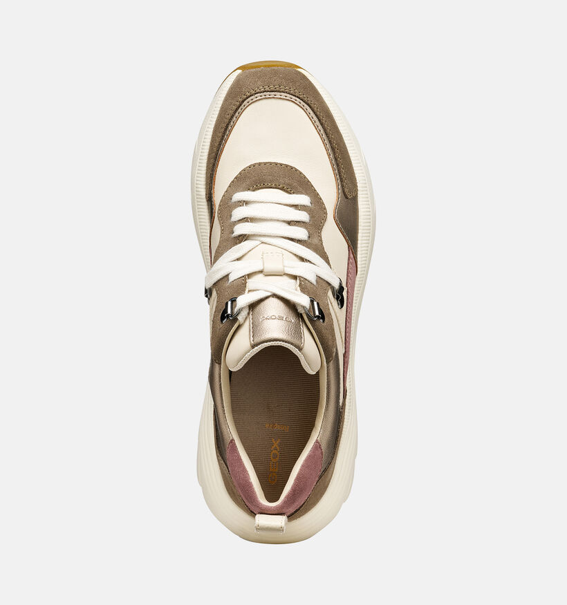 Geox Diamanta Baskets en Beige fonc&eacute; pour femmes (376387) - pour semelles orthop&eacute;diques