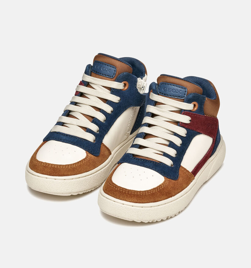 Geox Theleven Cognac/Donkerblauwe Hoge Schoenen voor jongens (360389) - geschikt voor steunzolen