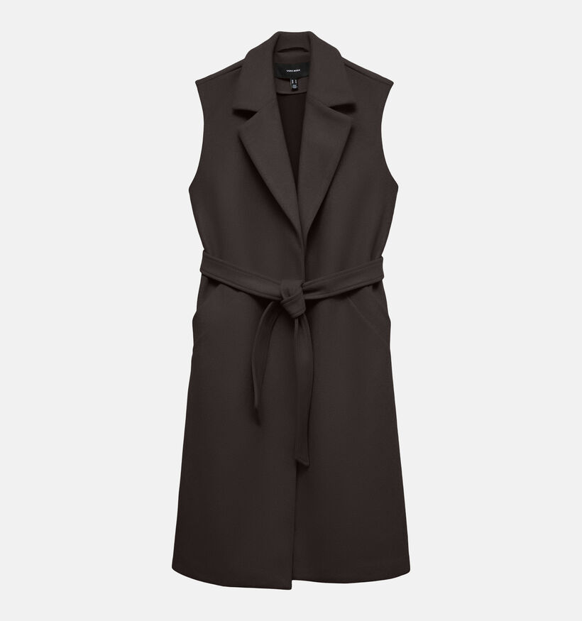 Vero Moda Fortuneaya Donkerbruine Mouweloze Lange Jas voor dames (377544)