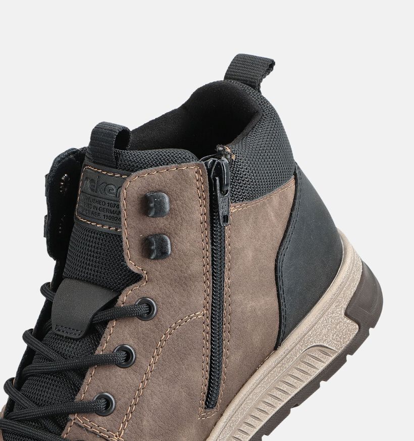 Rieker Taupe Veterboots voor heren (363502) - geschikt voor steunzolen