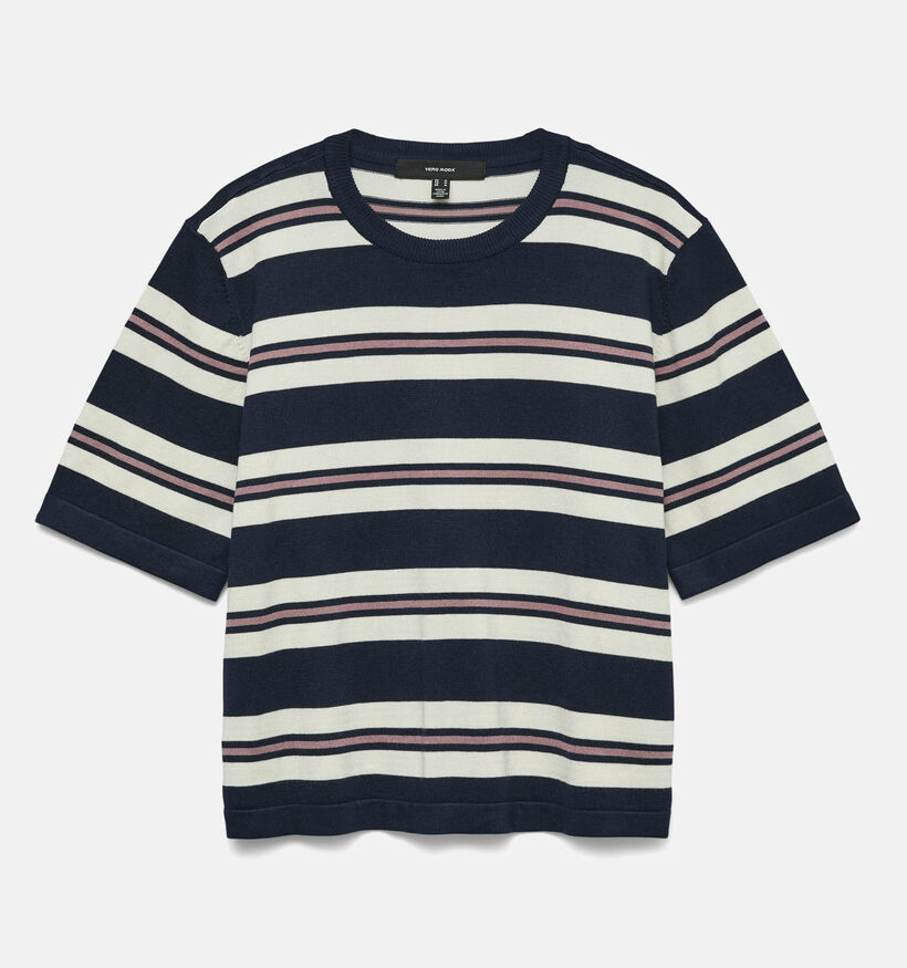 Vero Moda Silje T-shirt en Bleu/Rose pour femmes (367181)