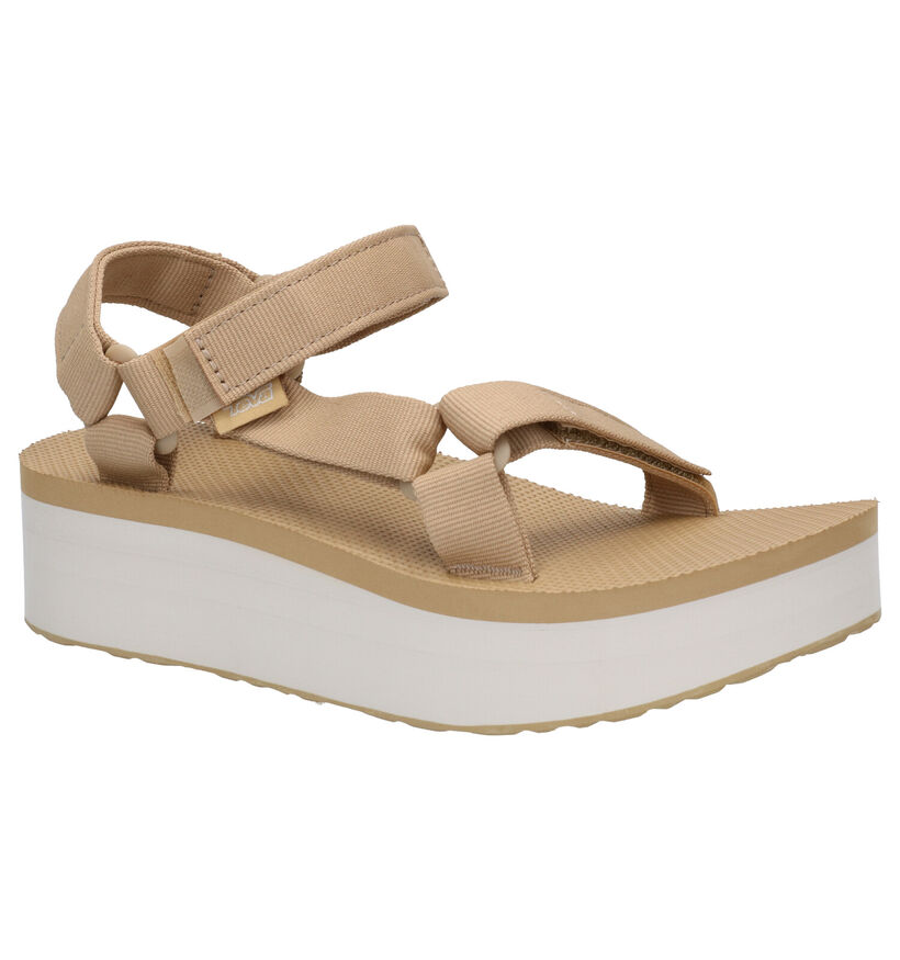 Teva Flatform Beige Sandalen in stof (276303)