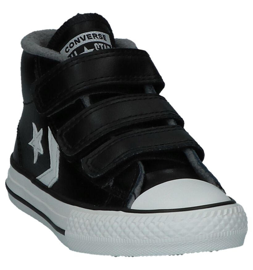 Zwarte Converse Star Player 3V Mid Hoge Sneakers met Velcro in leer (233386)