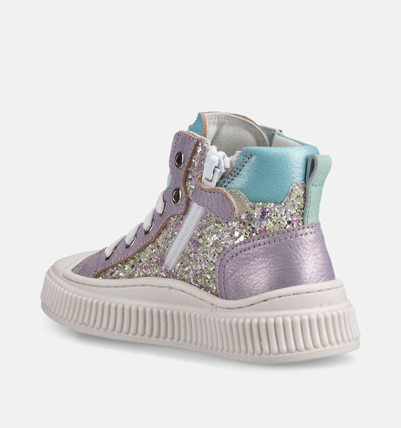 Beberlis Zilveren/Lila Hoge Sneakers voor meisjes (372144) - geschikt voor steunzolen