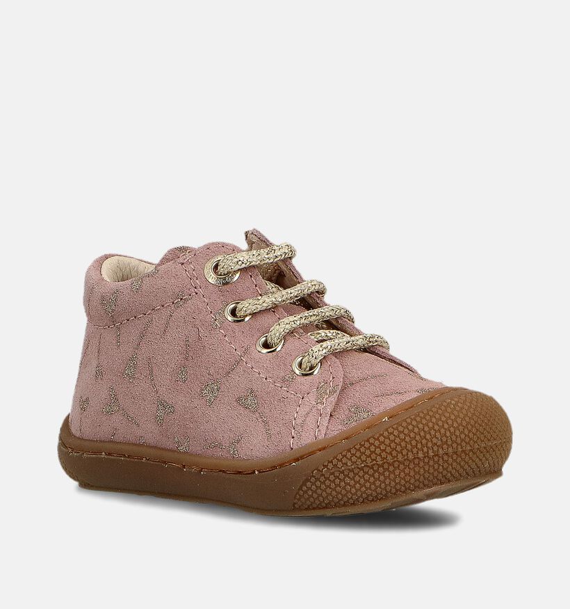 Naturino Cocoon Suede PR. Glitter Roze Babyschoenen voor meisjes (364239) - geschikt voor steunzolen