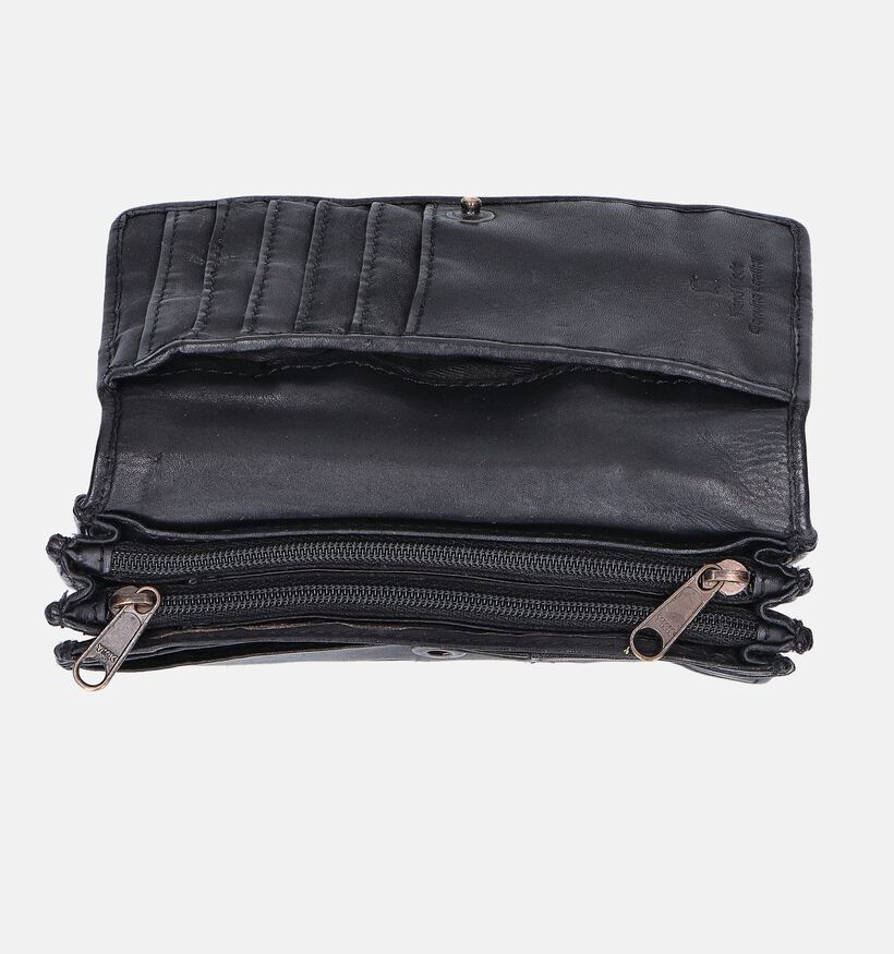 Bear Design Porte-monnaie &agrave; rabat en Noir pour femmes (382118)