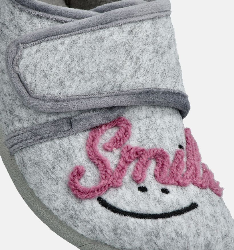 Milo & Mila Smile Grijze Pantoffels voor jongens, meisjes (364942) - geschikt voor steunzolen