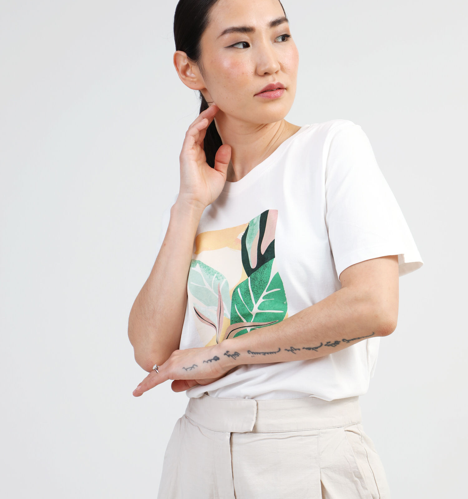 Mexx Graphic Print Witte T shirt Dames T shirts Online op TORFS.BE