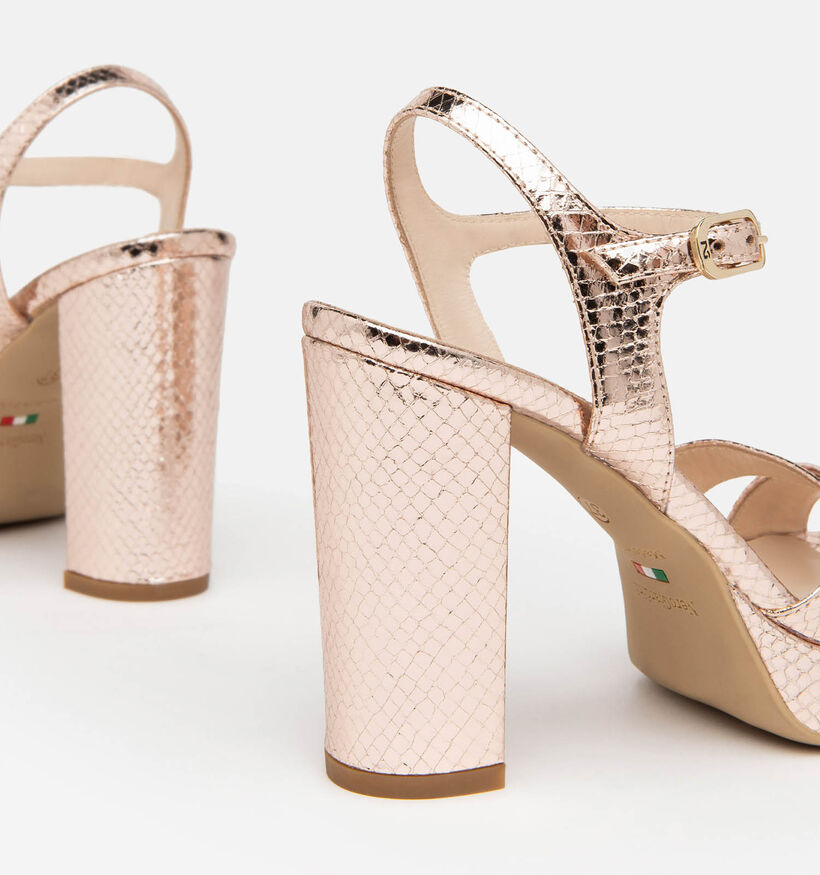 NeroGiardini Rose Gold Sandalen met blokhak voor dames (355976)