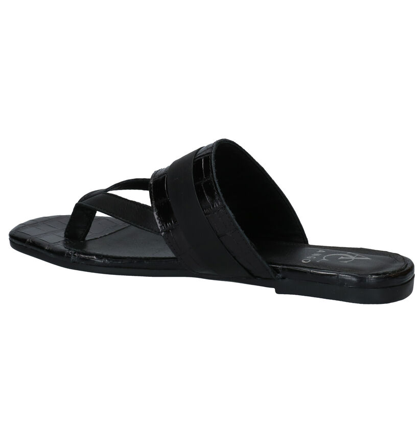 Tango Madison Zwarte Teenslippers in leer (300280)