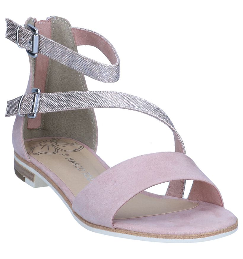 Marco Tozzi Sandales plates en Rose clair en simili cuir (242994)