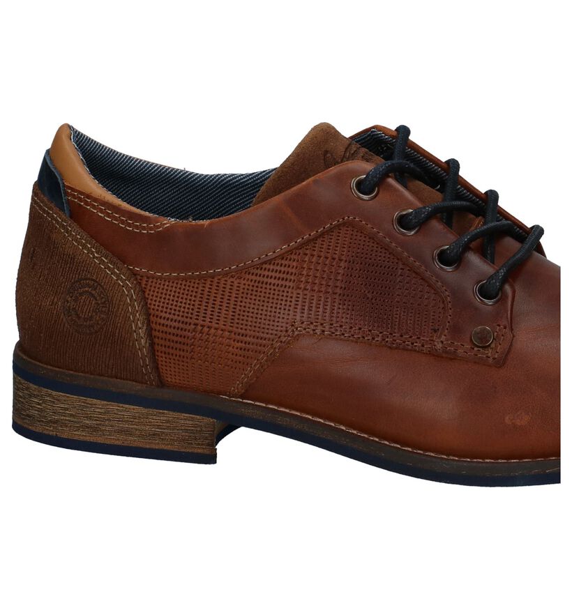 Cognac Geklede Veterschoenen Bullboxer in leer (237609)