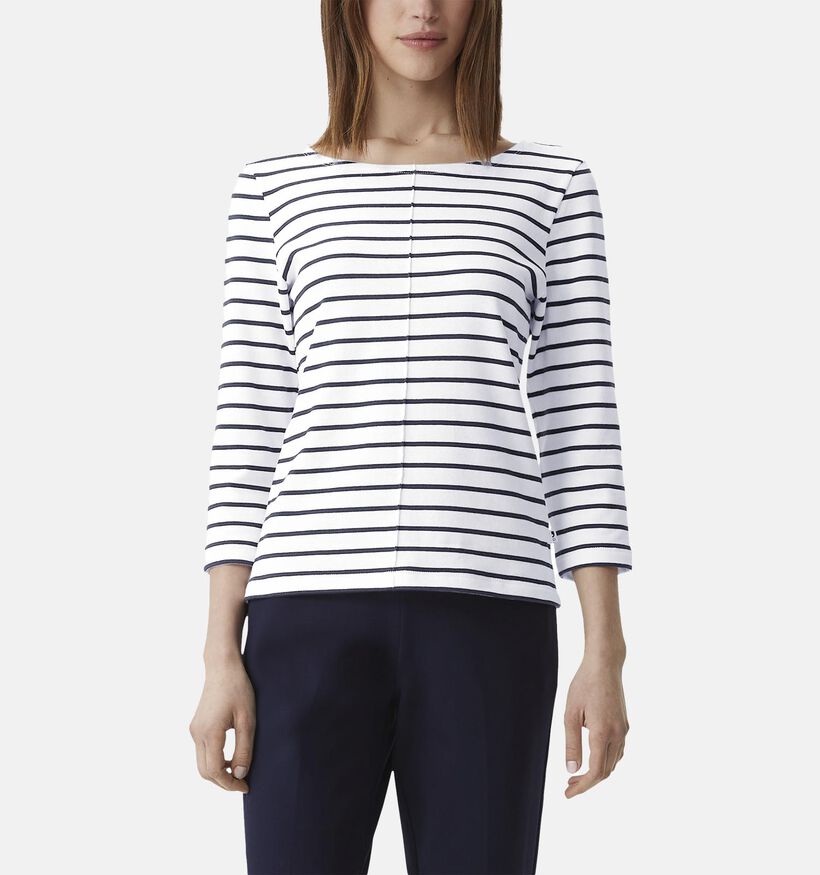 comma casual identity T-shirt rayé manches longues en Blanc pour femmes (341684)