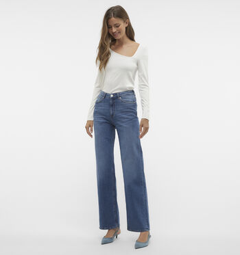 Wide leg jeans blauw L30
