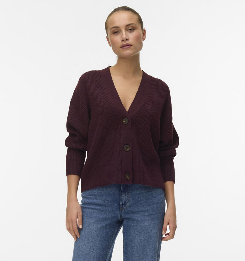 Vero Moda Aries V-Neck Gilet en Bordeaux pour femmes (366134)