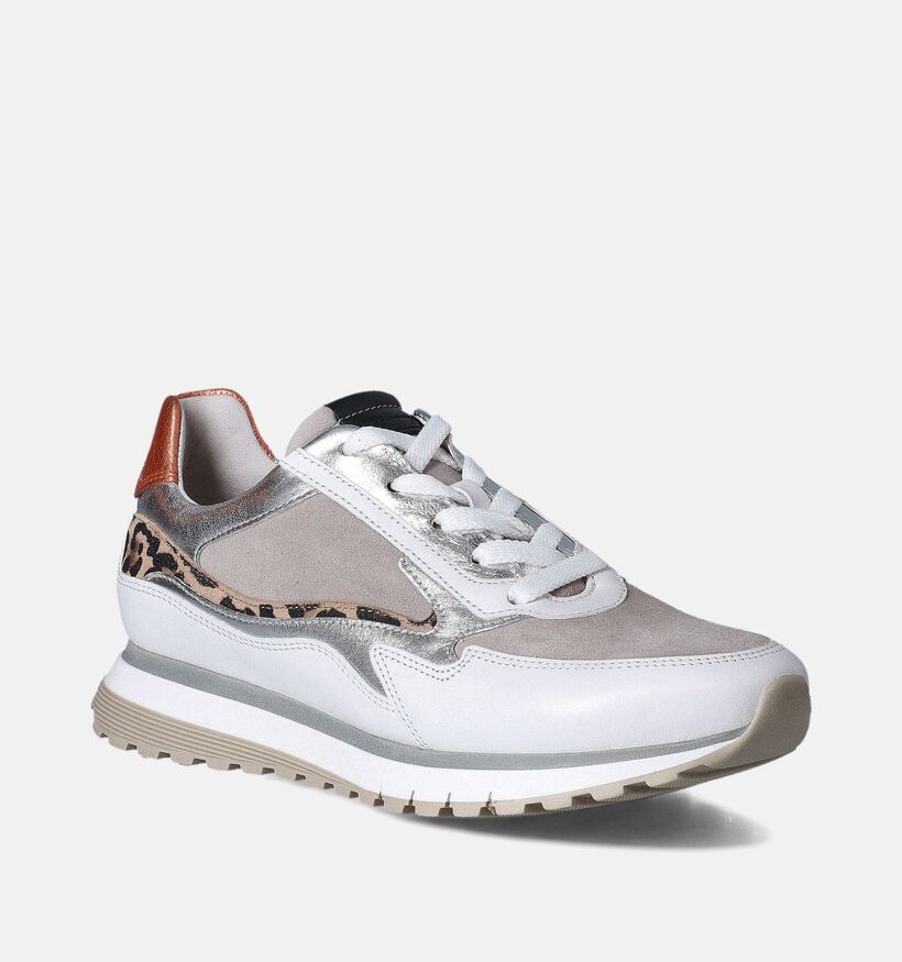 Gabor OptiFit Witte Sneakers Luipaardprint voor dames (352081) - geschikt voor steunzolen