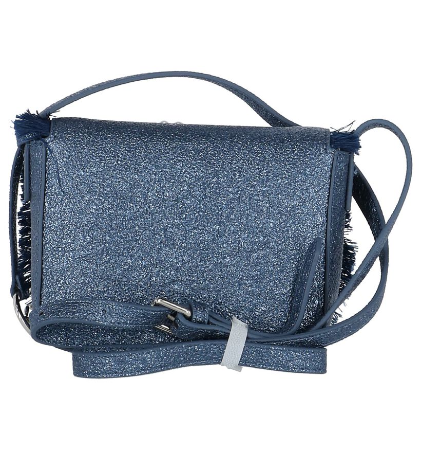 Donkerblauwe Crossbody Tas met Kralen Kisses of Pearl in kunstleer (218405)