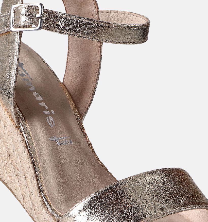 Tamaris Sandales avec talon compensé en Or pour femmes (354375)