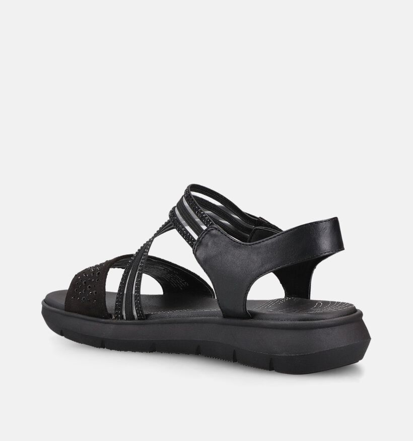 Jana Zwarte Platte Sandalen voor dames (371801)