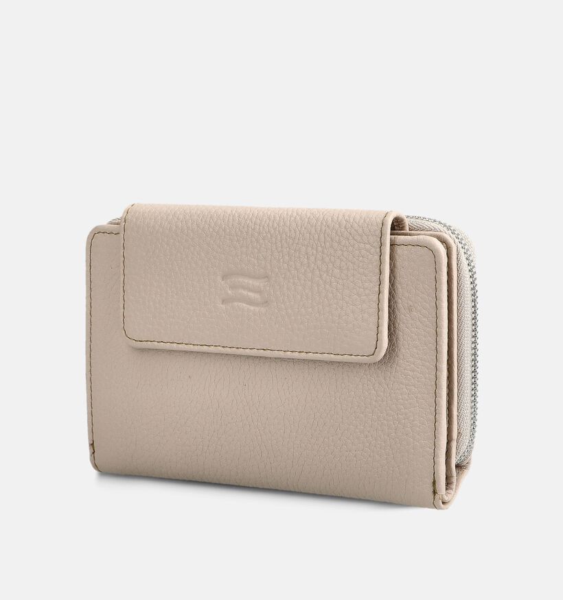 Crinkles Porte-monnaie zipp&eacute; en Beige pour femmes (373875)