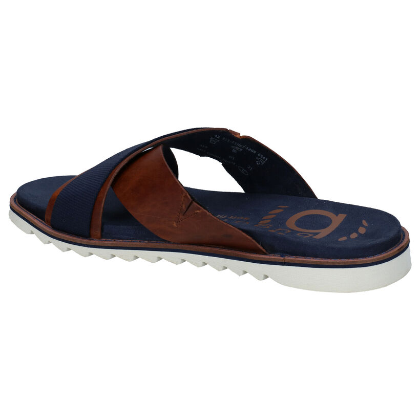 Bugatti Limon Blauwe Slippers in leer (287403)