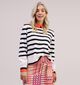 Pieces Trista Pull Rayé en Bleu / Blanc pour femmes (326779)