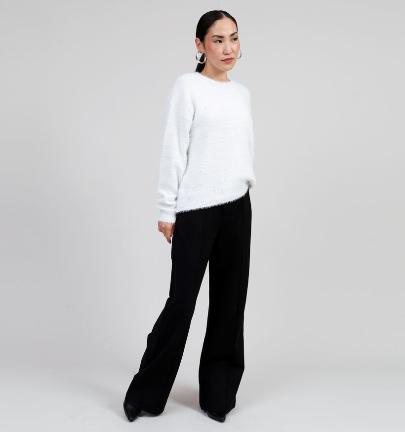 Pieces Neqin Pull tricot&eacute; en Blanc pour femmes (346540)