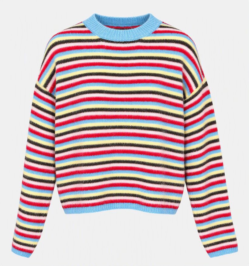 Pieces Ada Pull en Rouge/Bleu pour femmes (379327)
