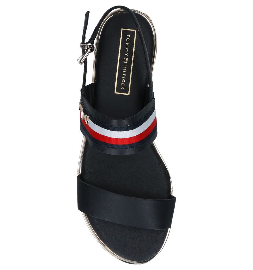 Tommy Hilfiger Sandales plates en Bleu foncé en cuir (241780)