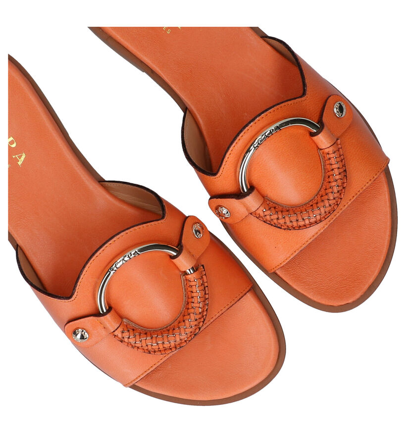 Scapa Nu-pieds plates en Orange en cuir (288865)