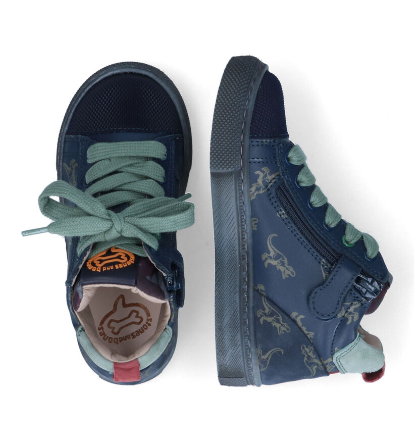 Stones and Bones Trust Blauwe Bottines met dino's voor jongens (313831) - geschikt voor steunzolen