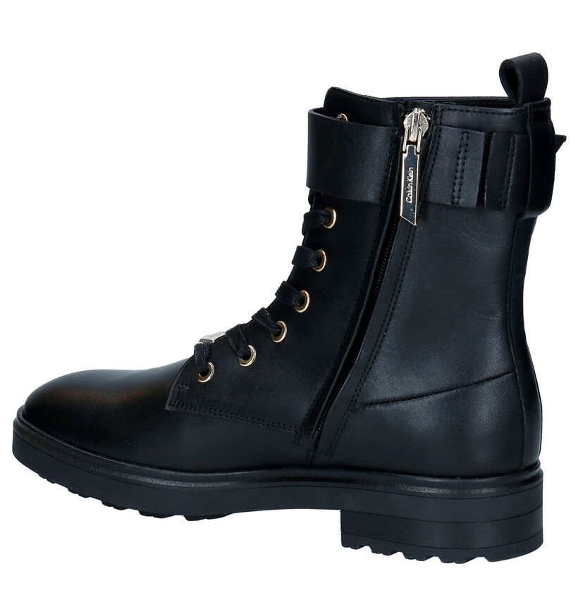 Calvin Klein Cleat Biker Bottines en Noir en cuir (295214)
