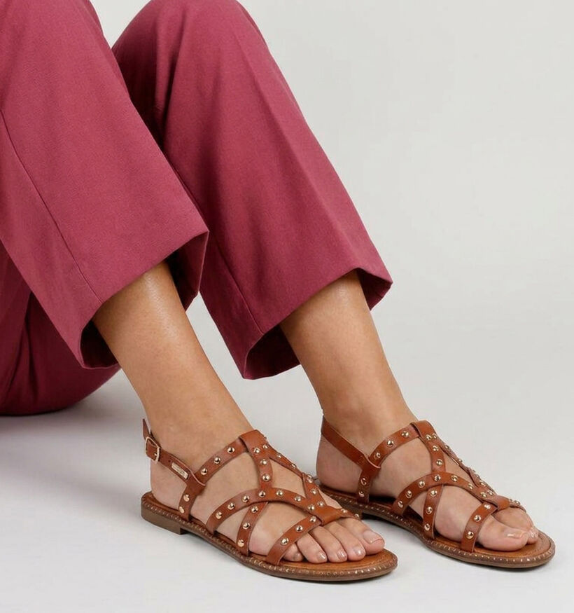 Scapa Cognac Platte Sandalen voor dames (373295)