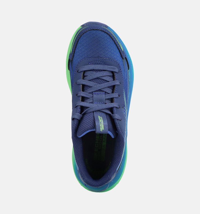Skechers Max Cushioning Ascender Baskets basses en Bleu/Vert pour filles, gar&ccedil;ons (377112)