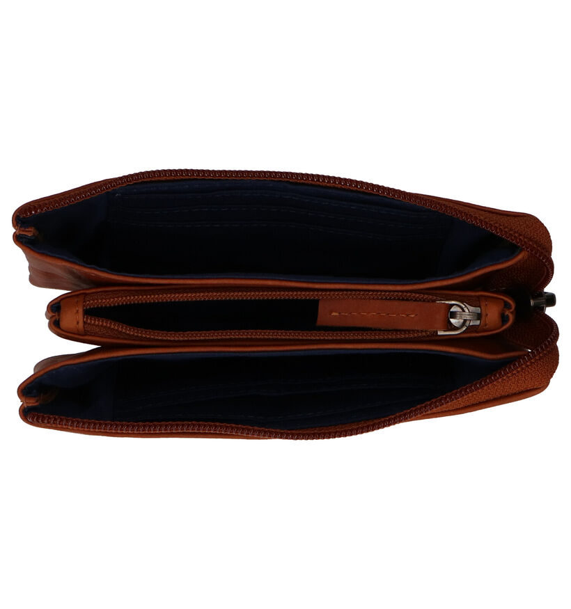 Euro-Leather Porte-monnaie zippé en Cognac pour femmes (343451)