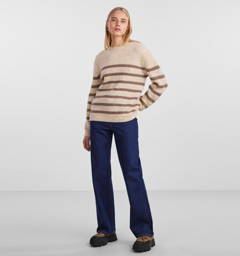 Pieces Nanna Pull rayé en Beige pour femmes (332859)