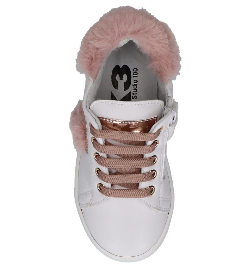 Wit/Roze K3 Sneakers in leer (224101)