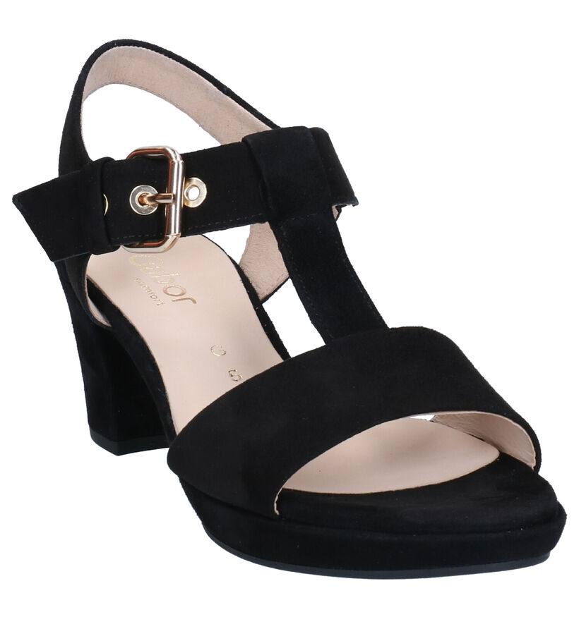 Gabor Sandales en Noir en nubuck (275221)