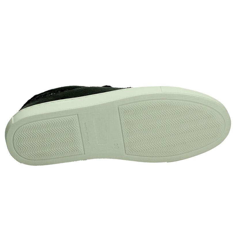 Zwarte Dazzle Sneakers met Slangenprint in lakleer (191702)