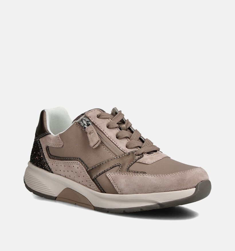 Gabor Donkerbeige Veterschoenen voor dames (365049) - geschikt voor steunzolen