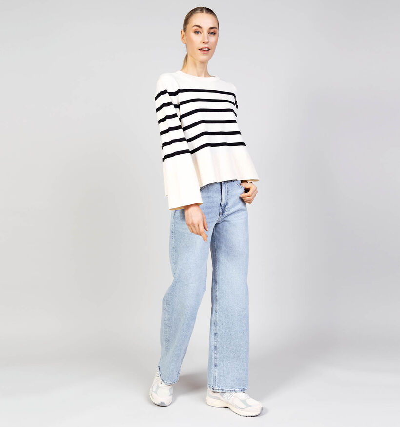 comma Witte Trui met Streepprint voor dames (372184)