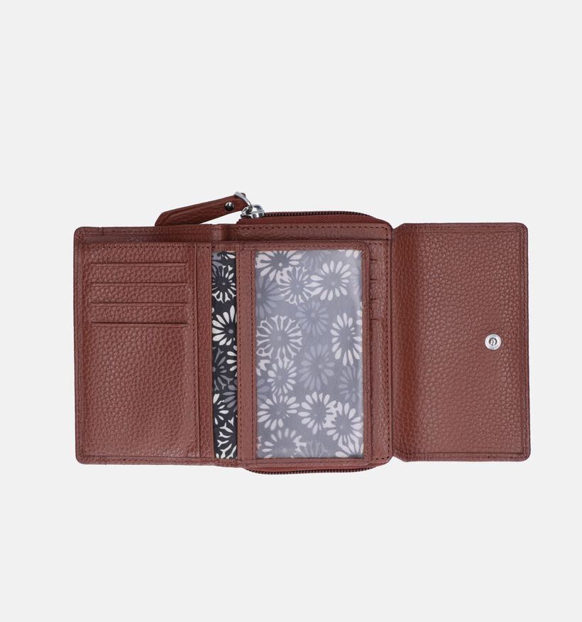 Euro-Leather Porte-monnaie zippé en Cognac pour femmes (343462)