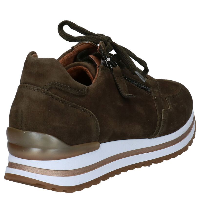 Gabor OptiFit Chaussures à Lacets en Vert kaki en daim (282377)