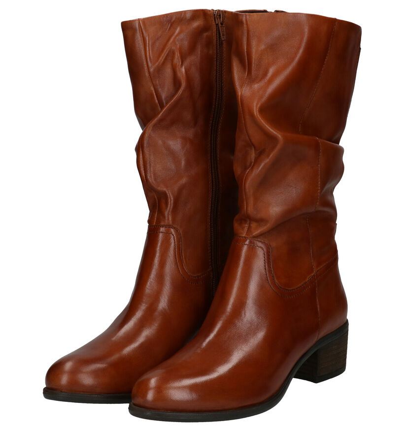 Steven NY Bottes courtes en Cognac en cuir (280229)