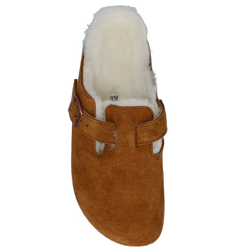 Birkenstock Boston Bruine Pantoffels in wol (231558)