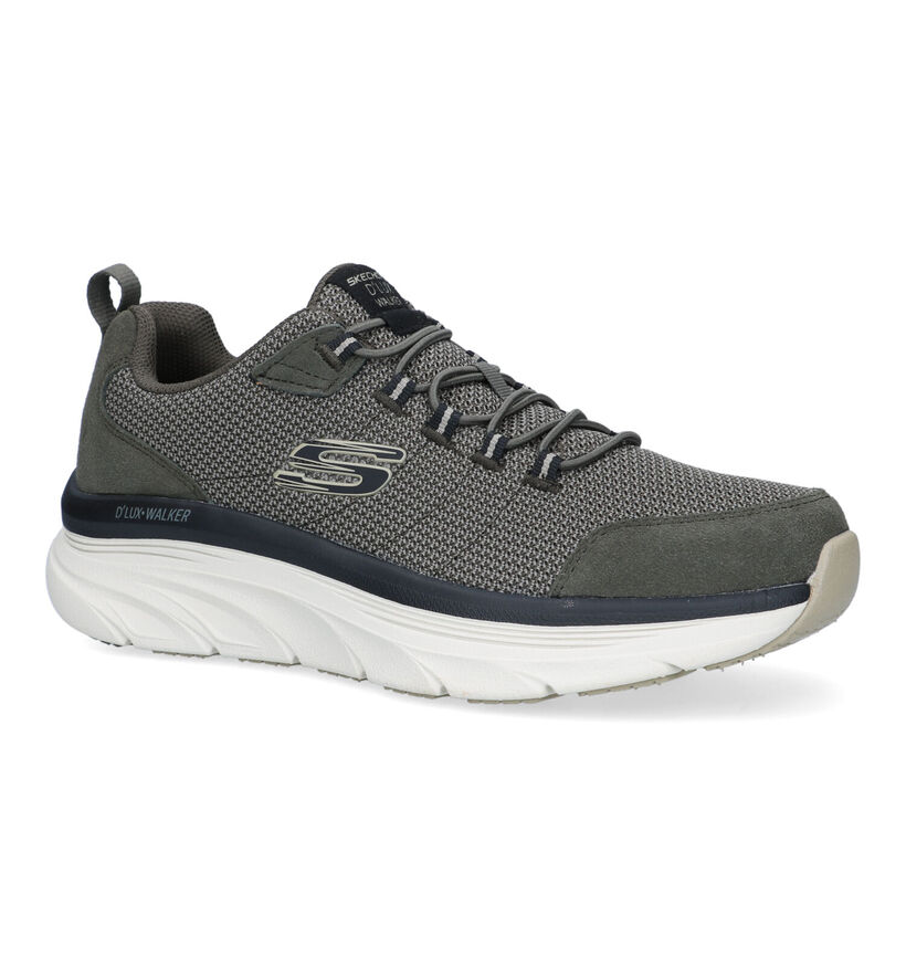 Skechers D'Lux Walker Relaxed Fit Baskets slip-on en Vert kaki en textile (295627)