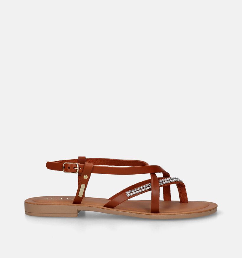 Scapa Cognac Platte sandalen voor dames (338561)