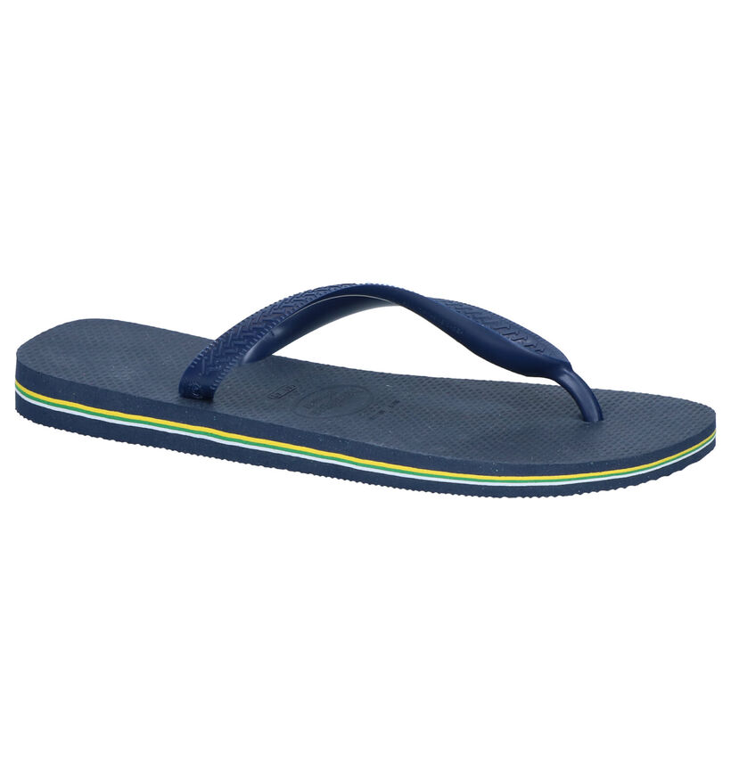 Havaianas Brasil Logo Tong en Bleu en synthétique (289870)