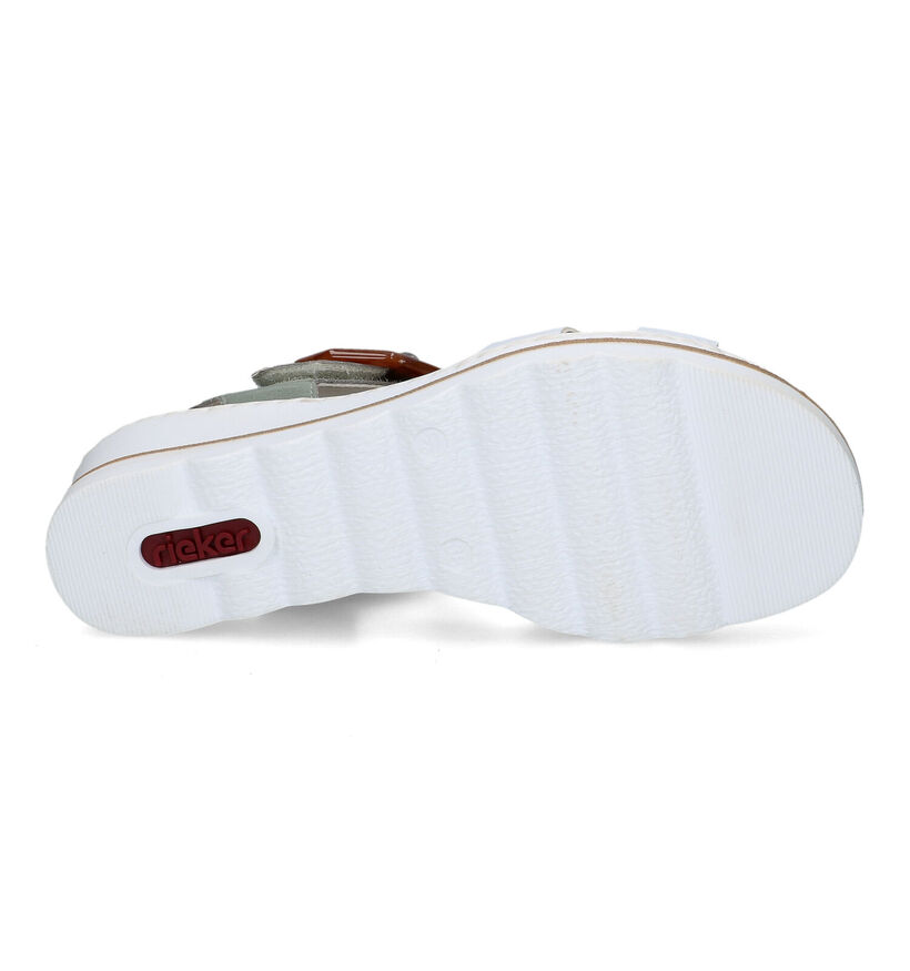 Rieker Sandales talon compensé en Blanc pour femmes (354959)