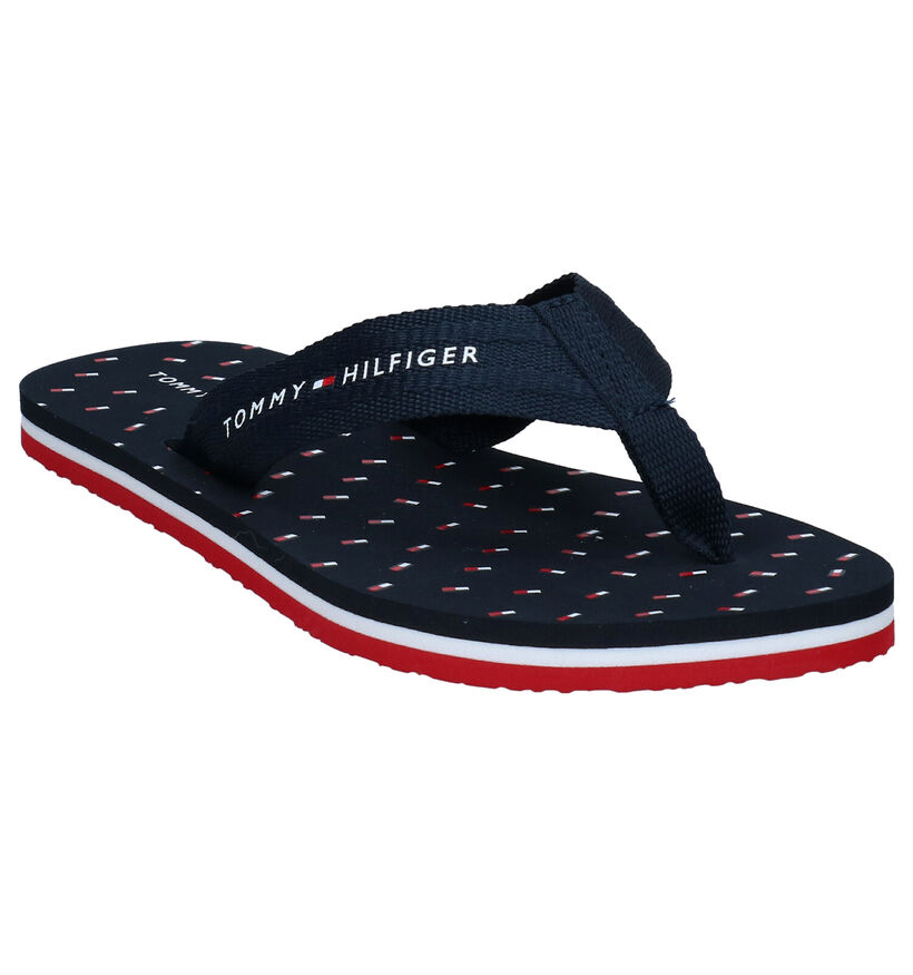 Tommy Hilfiger Mini Flags Blauwe Teenslippers in stof (285259)